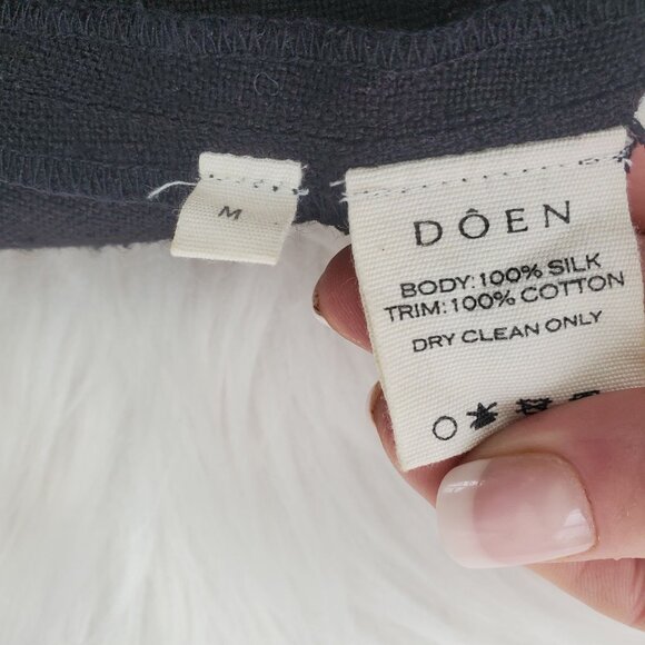 Doen Paz Mini Dress MED embroidered designer tie front Linen BOHO MINT Ret $398 - Picture 7 of 10